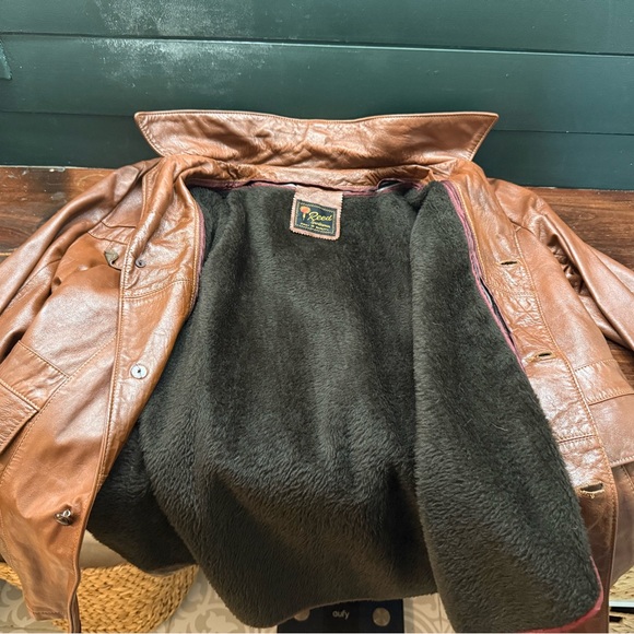 Reed 🇺🇸 Made in USA Brown Leather Field Chore Casual Jacket w/ Liner Men’s L/XL - Picture 6 of 9